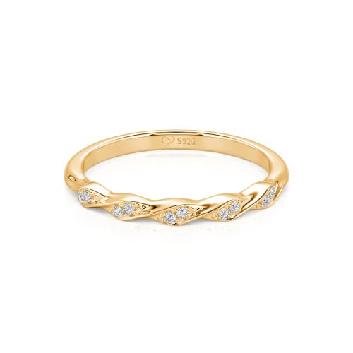 Jeulia Custom Simple Twisted Pave Half Eternity Wedding Band