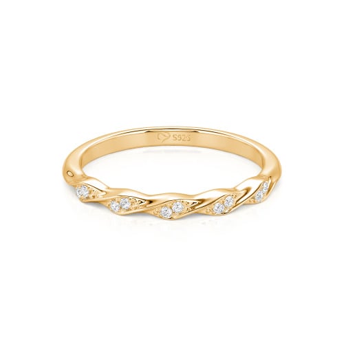 Jeulia Custom Simple Twisted Pave Half Eternity Wedding Band