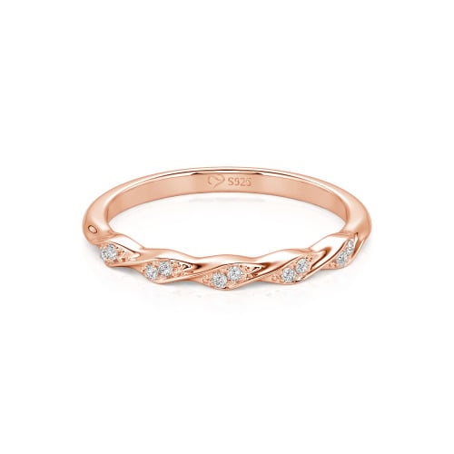Jeulia Custom Simple Twisted Pave Half Eternity Wedding Band