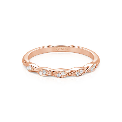 Jeulia Custom Simple Twisted Pave Half Eternity Wedding Band