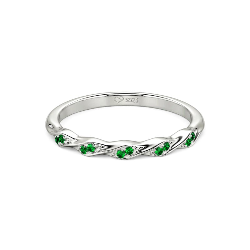 Jeulia Custom Simple Twisted Pave Half Eternity Wedding Band