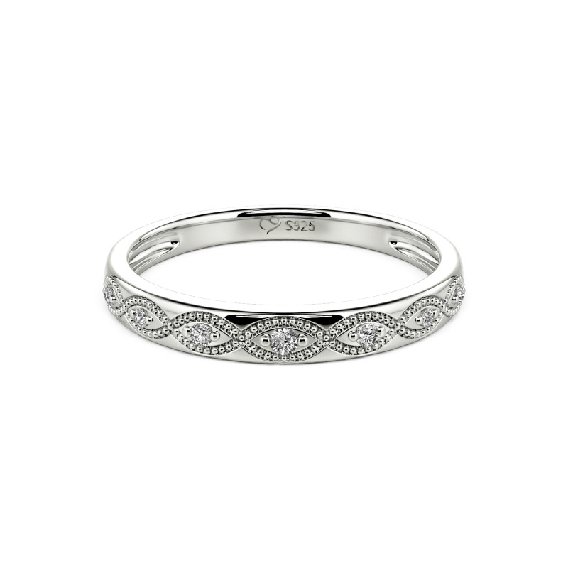 Jeulia Custom Milgrain Half Eternity Wedding Band