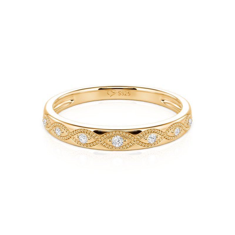 Jeulia Custom Milgrain Half Eternity Wedding Band