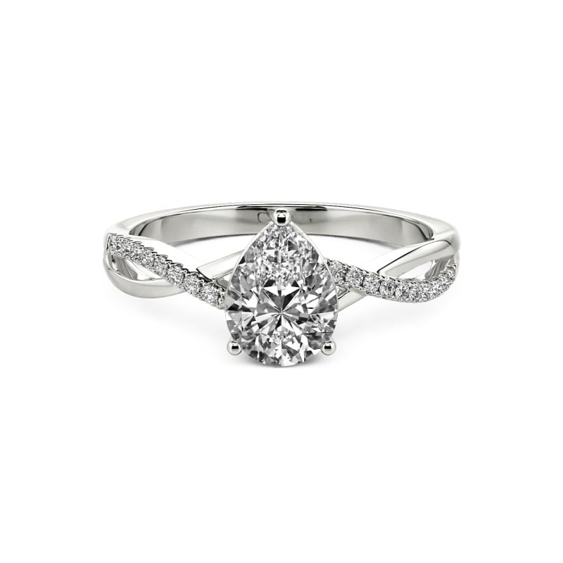 Jeulia Anillo de Compromiso Personalizado Torcido Corte de Pera