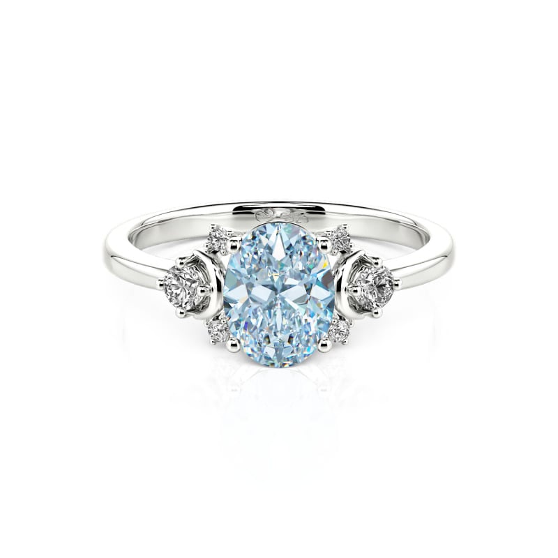 Jeulia Custom Crescent Moon Oval Engagement Ring 10K/14K/18K Gold & Platinum