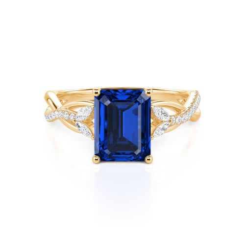 Jeulia Custom Twist Emerald Cut Engagement Ring 10K/14K/18K Gold & Platinum