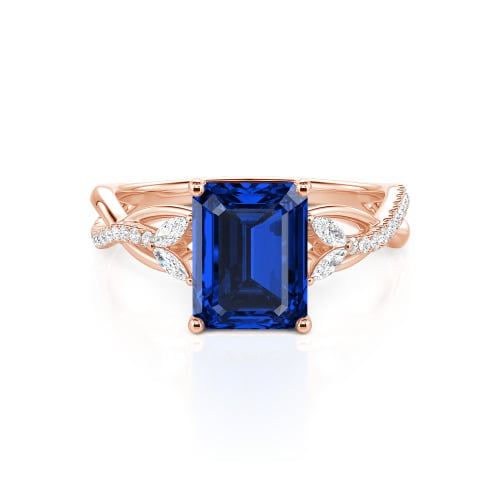 Jeulia Custom Twist Emerald Cut Engagement Ring 10K/14K/18K Gold & Platinum