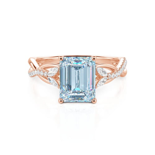 Jeulia Custom Twist Emerald Cut Engagement Ring 10K/14K/18K Gold & Platinum