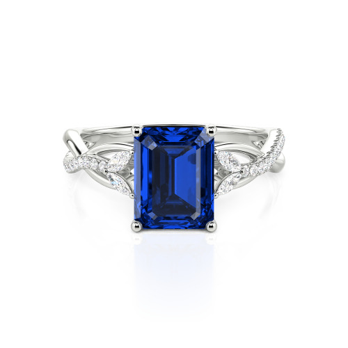 Jeulia Custom Twist Emerald Cut Engagement Ring 10K/14K/18K Gold & Platinum
