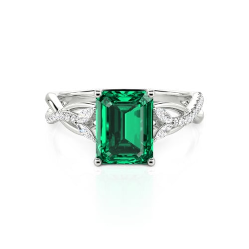 Jeulia Custom Twist Emerald Cut Engagement Ring 10K/14K/18K Gold & Platinum