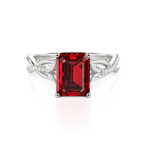 Jeulia Custom Twist Emerald Cut Engagement Ring 10K/14K/18K Gold & Platinum