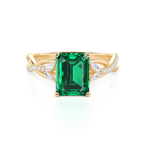 Jeulia Custom Twist Emerald Cut Engagement Ring 10K/14K/18K Gold & Platinum