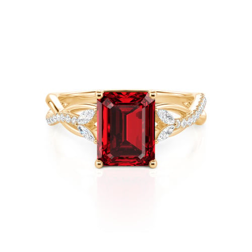 Jeulia Custom Twist Emerald Cut Engagement Ring 10K/14K/18K Gold & Platinum