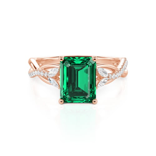 Jeulia Custom Twist Emerald Cut Engagement Ring 10K/14K/18K Gold & Platinum
