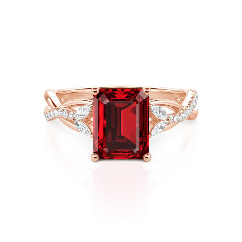 Jeulia Custom Twist Emerald Cut Engagement Ring 10K/14K/18K Gold & Platinum