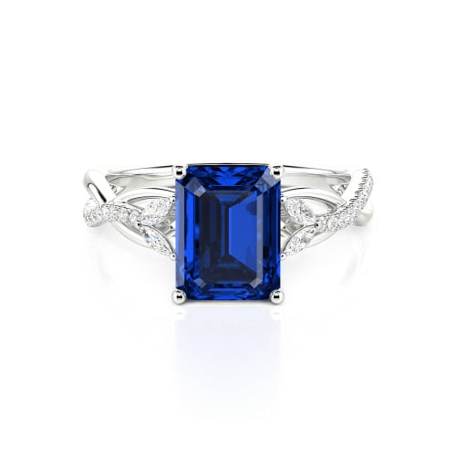 Jeulia Custom Twist Emerald Cut Engagement Ring 10K/14K/18K Gold & Platinum