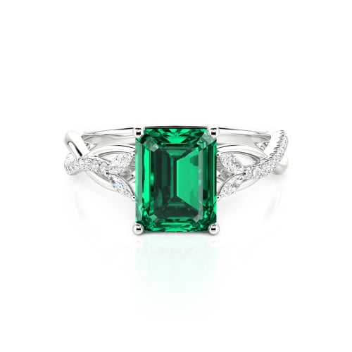 Jeulia Custom Twist Emerald Cut Engagement Ring 10K/14K/18K Gold & Platinum