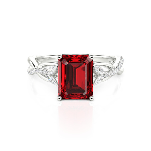 Jeulia Custom Twist Emerald Cut Engagement Ring 10K/14K/18K Gold & Platinum