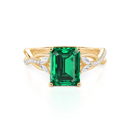 Jeulia Custom Twist Emerald Cut Engagement Ring 10K/14K/18K Gold & Platinum