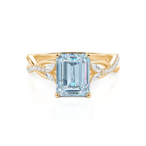 Jeulia Custom Twist Emerald Cut Engagement Ring 10K/14K/18K Gold & Platinum