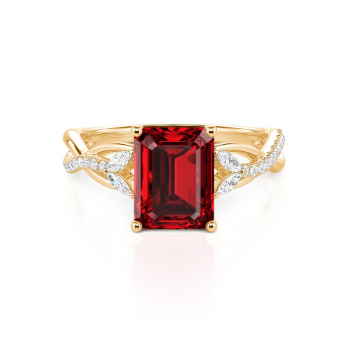 Jeulia Custom Twist Emerald Cut Engagement Ring 10K/14K/18K Gold & Platinum