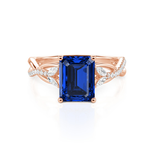 Jeulia Custom Twist Emerald Cut Engagement Ring 10K/14K/18K Gold & Platinum