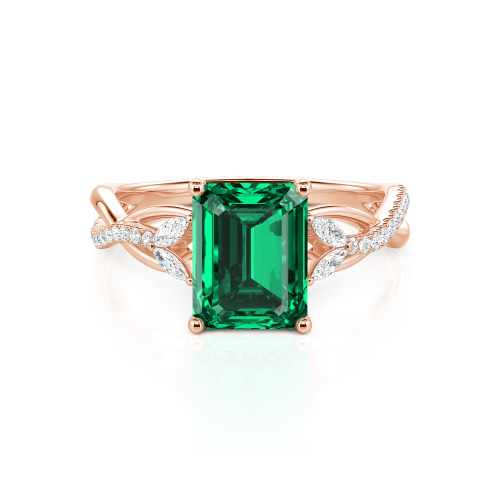 Jeulia Custom Twist Emerald Cut Engagement Ring 10K/14K/18K Gold & Platinum