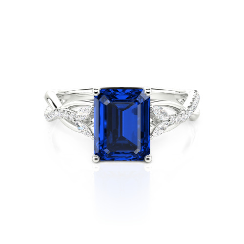 Jeulia Custom Twist Emerald Cut Engagement Ring 10K/14K/18K Gold & Platinum
