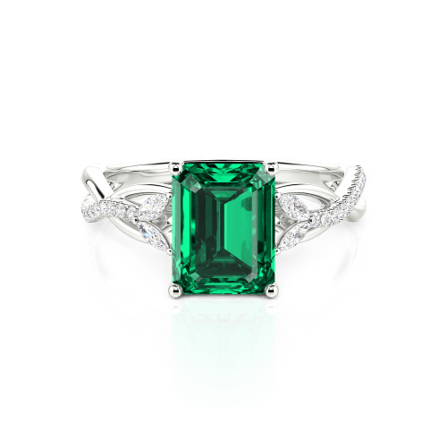Jeulia Custom Twist Emerald Cut Engagement Ring 10K/14K/18K Gold & Platinum