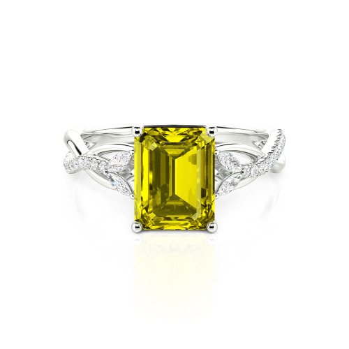 Jeulia Custom Twist Emerald Cut Engagement Ring 10K/14K/18K Gold & Platinum