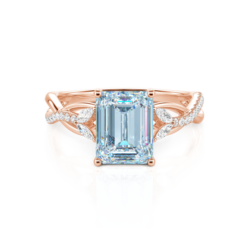 Jeulia Custom Twist Emerald Cut Engagement Ring 10K/14K/18K Gold & Platinum