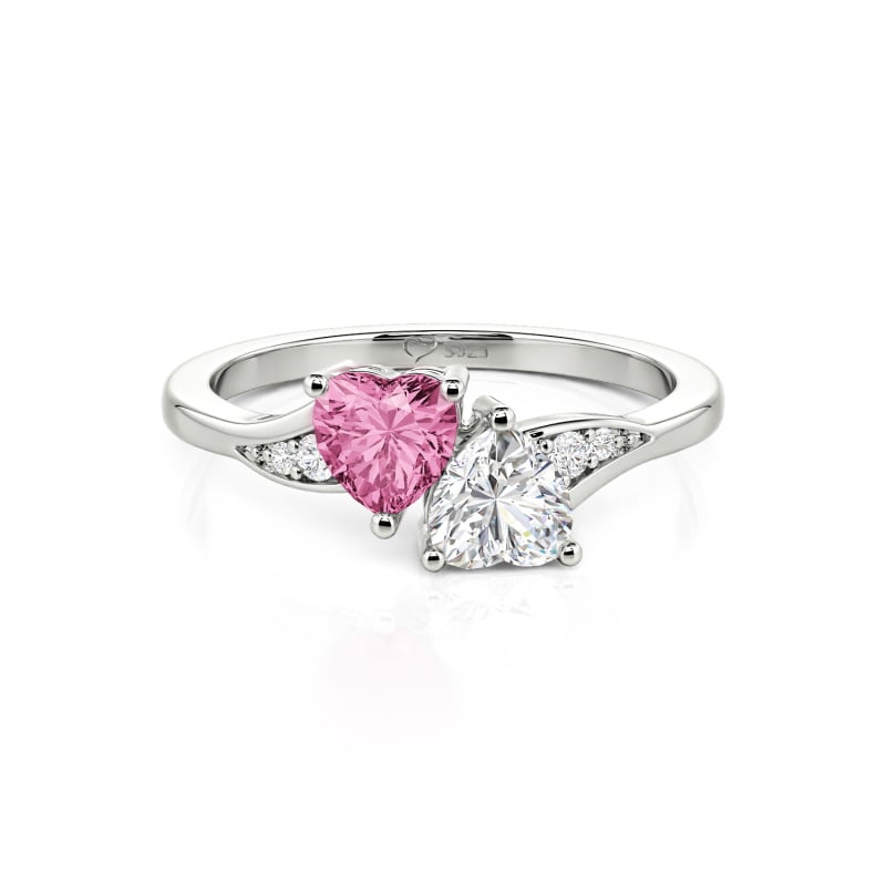 Jeulia Custom Bypass Toi et Moi Double Heart Promise Ring