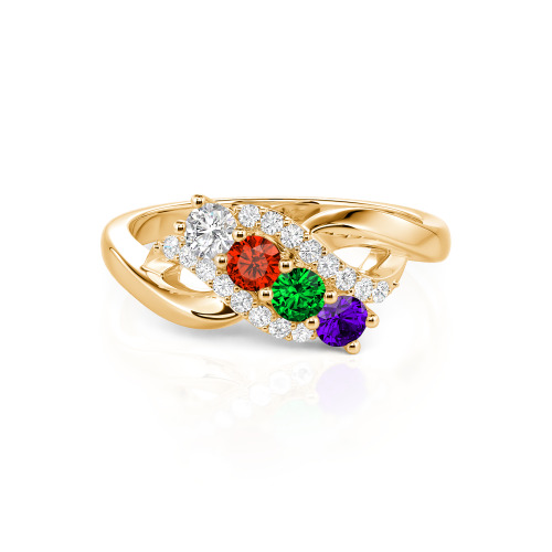 Family Birthstone Swirl Sterling Silver Ring - Birthstone Ring for Mom