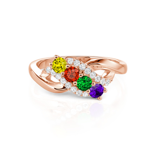 Family Birthstone Swirl Sterling Silver Ring - Birthstone Ring for Mom