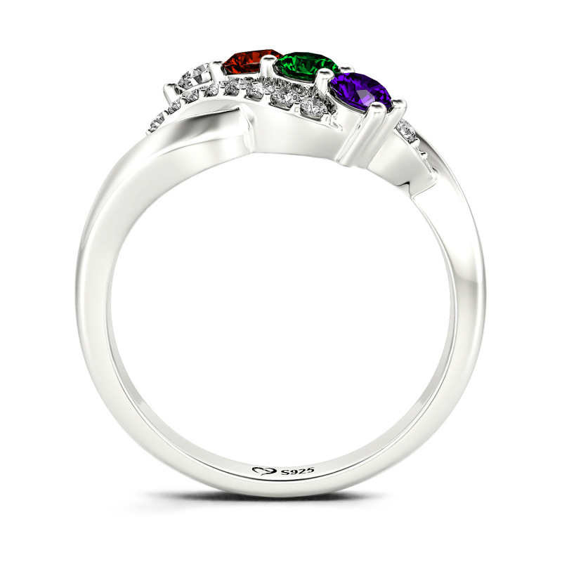 Jeulia Family Birthstone Swirl Sterling Silver Ring