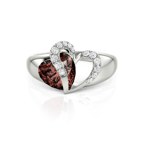 Jeulia "Vibration" Two Heart Sapphire Ring Hollow Design Sterling Silver