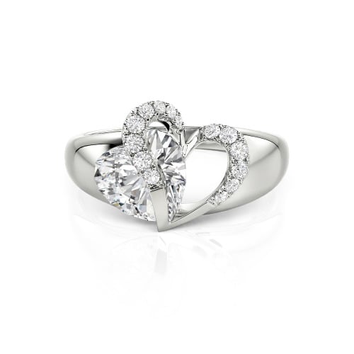 Jeulia "Vibration" Two Heart Sapphire Ring Hollow Design Sterling Silver