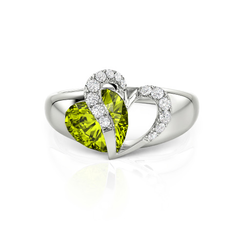 Jeulia "Vibration" Two Heart Sapphire Ring Hollow Design Sterling Silver