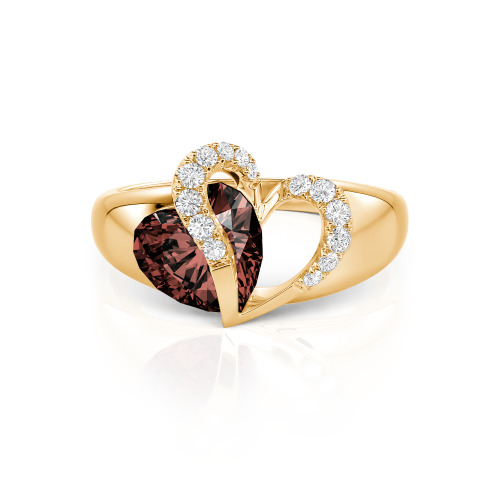 Jeulia "Vibration" Two Heart Sapphire Ring Hollow Design Sterling Silver