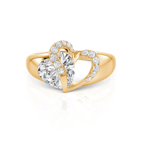Jeulia "Vibration" Two Heart Sapphire Ring Hollow Design Sterling Silver