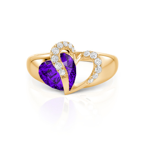 Jeulia "Vibration" Two Heart Sapphire Ring Hollow Design Sterling Silver