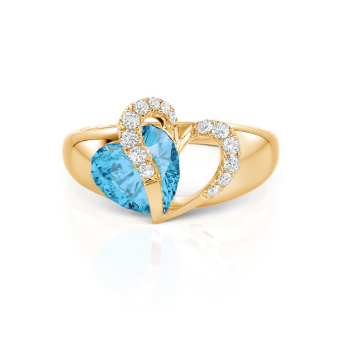 Jeulia "Vibration" Two Heart Sapphire Ring Hollow Design Sterling Silver