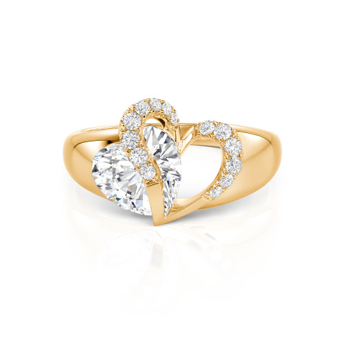 Jeulia "Vibration" Two Heart Sapphire Ring Hollow Design Sterling Silver
