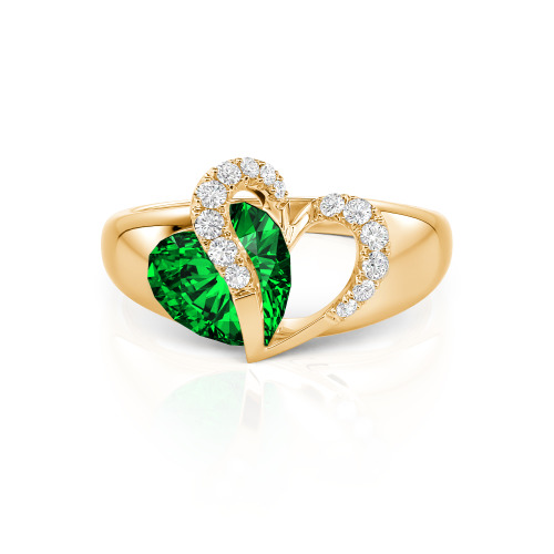 Jeulia "Vibration" Two Heart Sapphire Ring Hollow Design Sterling Silver