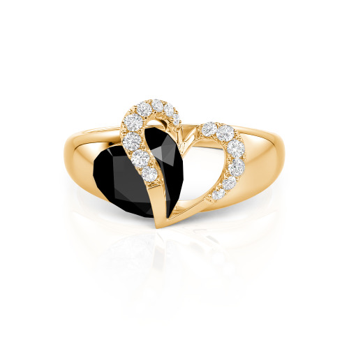 Jeulia "Vibration" Two Heart Sapphire Ring Hollow Design Sterling Silver