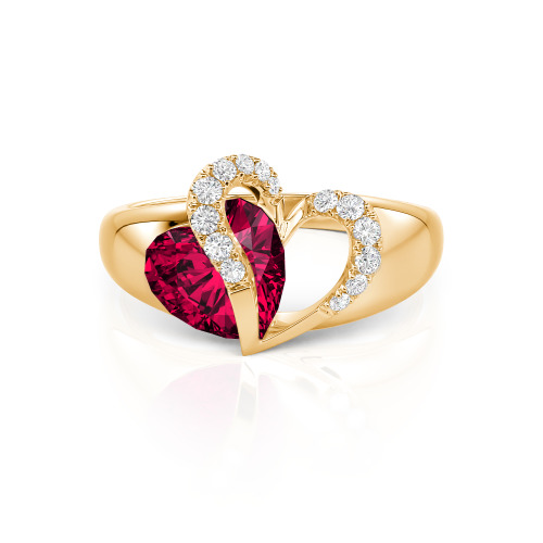 Jeulia "Vibration" Two Heart Sapphire Ring Hollow Design Sterling Silver