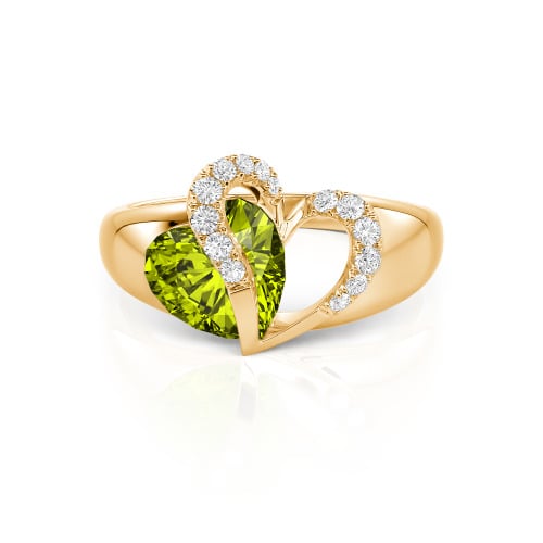Jeulia "Vibration" Two Heart Sapphire Ring Hollow Design Sterling Silver