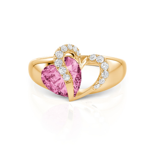 Jeulia "Vibration" Two Heart Sapphire Ring Hollow Design Sterling Silver