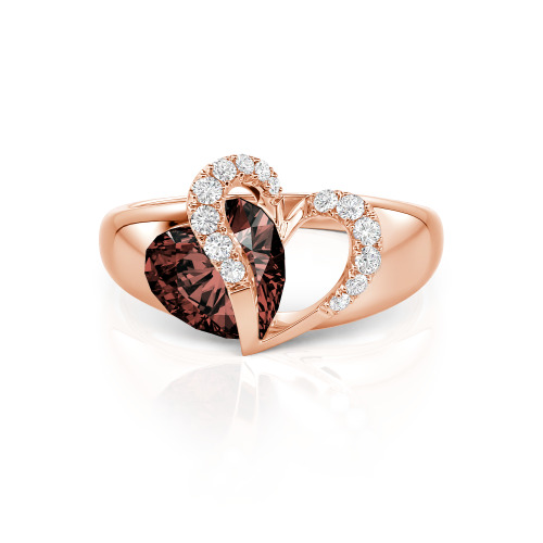 Jeulia "Vibration" Two Heart Sapphire Ring Hollow Design Sterling Silver