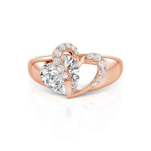 Jeulia "Vibration" Two Heart Sapphire Ring Hollow Design Sterling Silver